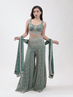 Rama Green Georgette Palazzo - image 1