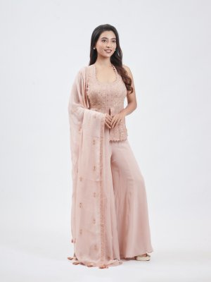 Powder Peach Georgette Palazzo - image 2