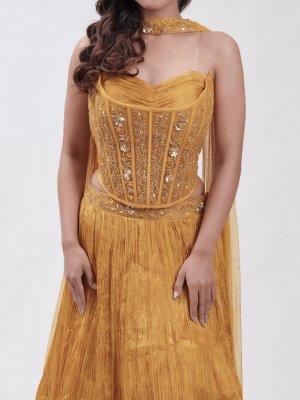 MUSTARD YELLOW CORSET  LEHENGA - image 4