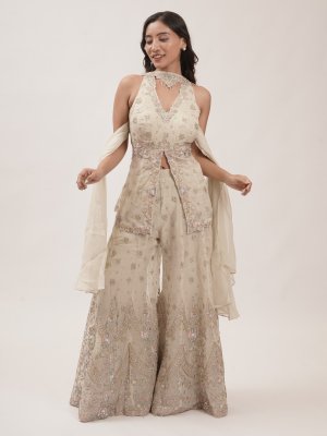 Half White Soft Organza Palazzo  - image 1