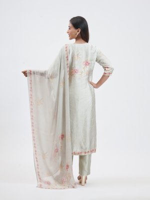 Sage Green Satin Silk Salwar Set - image 4