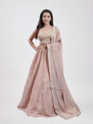 Onion Pink Tissue Lehenga - image 1