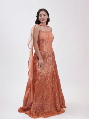 Rust Tissue Lehenga  - image 3