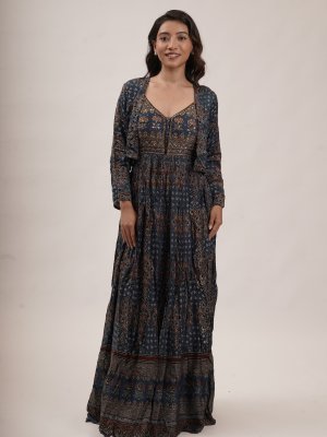 Indigo Modal Silk Anarkali  - image 2
