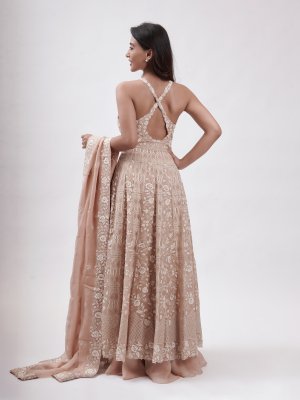 Pastel Tan Organza Palazzo - image 4