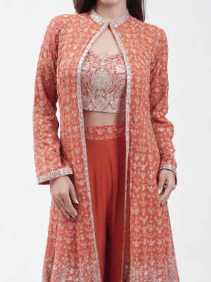 Bright Orange Georgette Palazzo - image 3