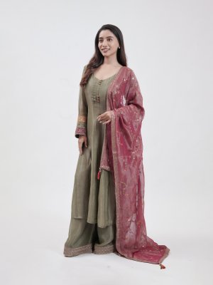 Olive Green Tissue Palazzo - image 2