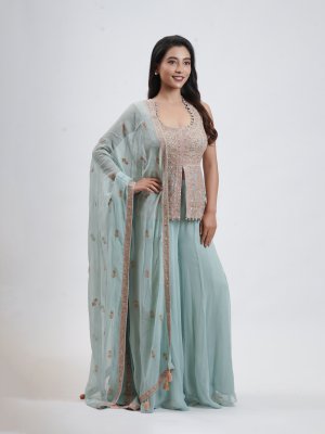 Powder Blue Georgette Palazzo - image 2