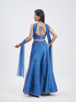 Pepsi Blue Raw Silk Palazzo - image 4
