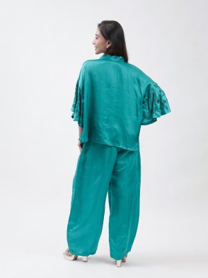 Ananda Blue Satin Dhoti - image 4