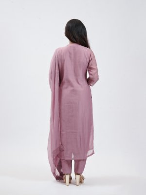 Onion Pink Chanderi Palazzo - image 4