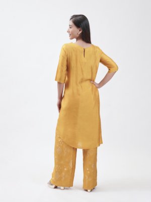 Lemon Yellow Raw Silk Kurta - image 4