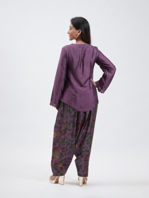 Grape Raw Silk Dhoti pant - image 3