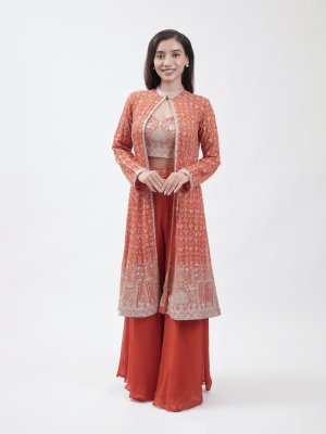 Bright Orange Georgette Palazzo - image 2