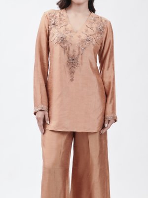  Caramel Raw Silk Palazzo - image 3