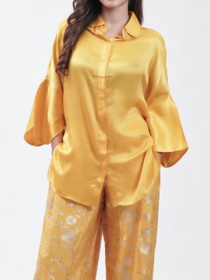 Deep Yellow Satin Kurta  - image 3