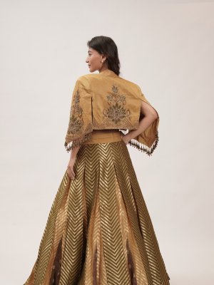 Mustard and Green Tissue Lehenga  - image 2