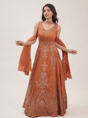 Burnt Orange Mul Anarkali  - image 2