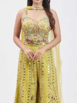  Neon Green Raw Silk plazzo - image 3