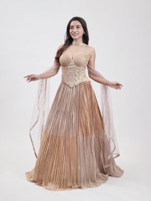 Gold Sand Tissue Lehenga - image 2