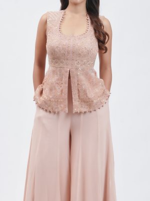 Powder Peach Georgette Palazzo - image 3