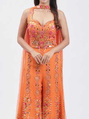 Pumpkin Orange Raw Silk Palazzo - image 3