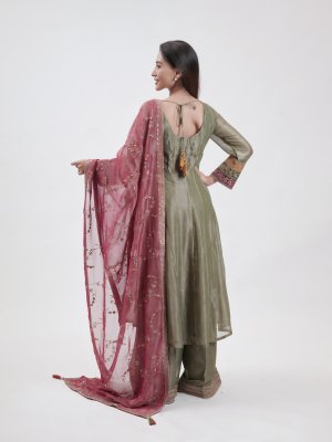 Olive Green Tissue Palazzo - image 4