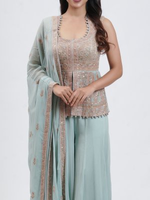 Powder Blue Georgette Palazzo - image 3