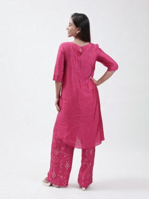 Rani Pink Raw Silk Kurta  - image 4