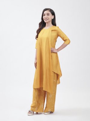 Lemon Yellow Raw Silk Kurta - image 2