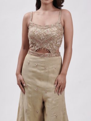 Olive Gold Tissue Top - image 3