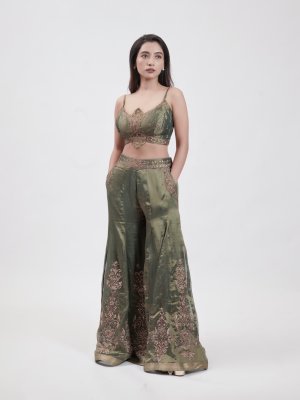 Olive Green Tissue Palazzo - image 2