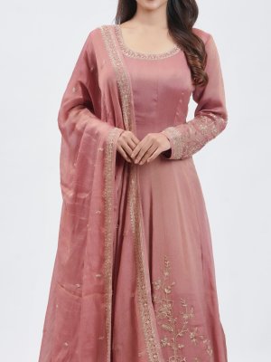 Dark Onion Pink Tissue Party Gown  - image 2