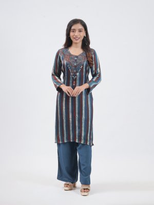 Indigo Blue Modal Silk Salwar Set  - image 1