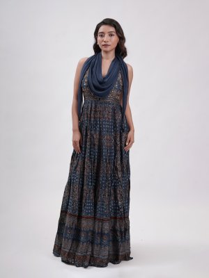 Modal Silk Printed Anarkali Set  - image 3