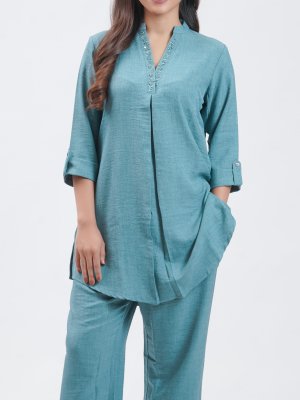 Ice Blue Georgette Crepe Straight Pant - image 3