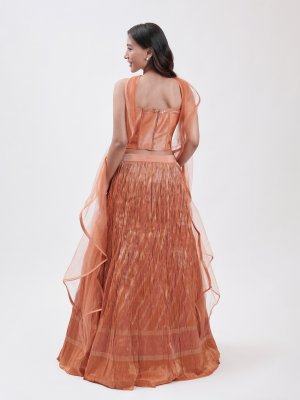 Rust Tissue Lehenga  - image 4