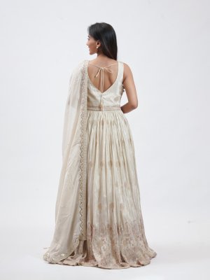 Cream Tissue Party Gown - image 4