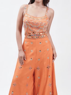 pumpkin Orange Raw Silk Top - image 3