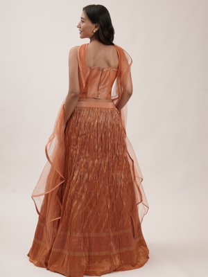 Rust Tissue Lehenga  - image 2