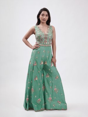 Forest Green Raw Silk Top - image 2