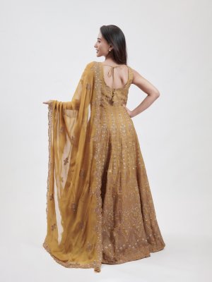 Mustard Mul Embroidered Palazzo  - image 4