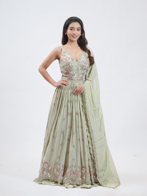 Mint Green Tissue Party Gown - image 1