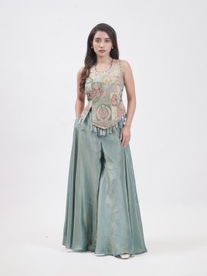 Sage Green Tissue Palazzo - image 2