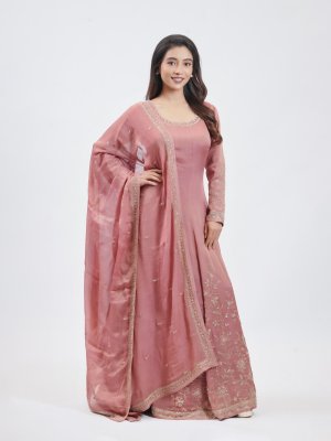 Dark Onion Pink Tissue Party Gown  - image 1