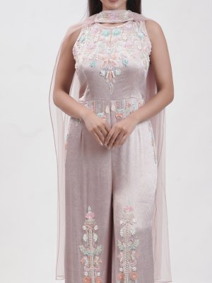 Light Onion Pink Crepe Palazzo   - image 3