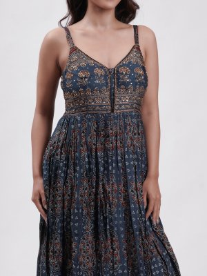 Modal Silk Printed Anarkali Set  - image 2