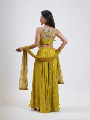 Leaf Green Raw Silk Palazzo - image 4