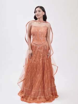 Rust Tissue Lehenga  - image 1
