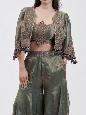 Olive Green Tissue Palazzo - image 3